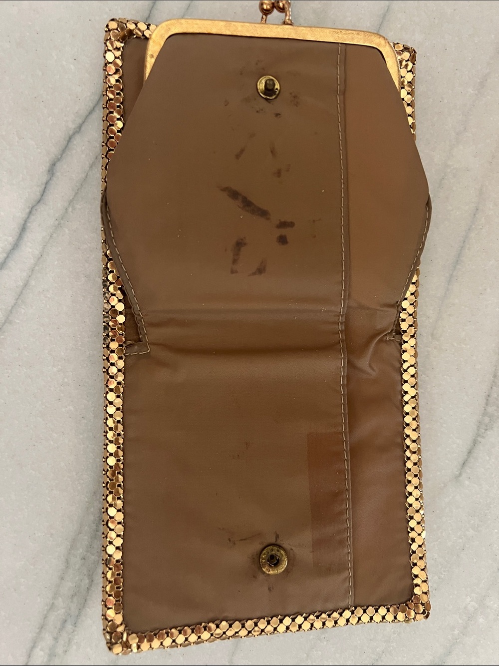 Vintage 1969 Oroton Metallic Gold Mesh Wallet with Coin Space - Picture 4 of 14